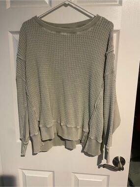 American Eagle Outfitters Sage Green Waffle Pullover